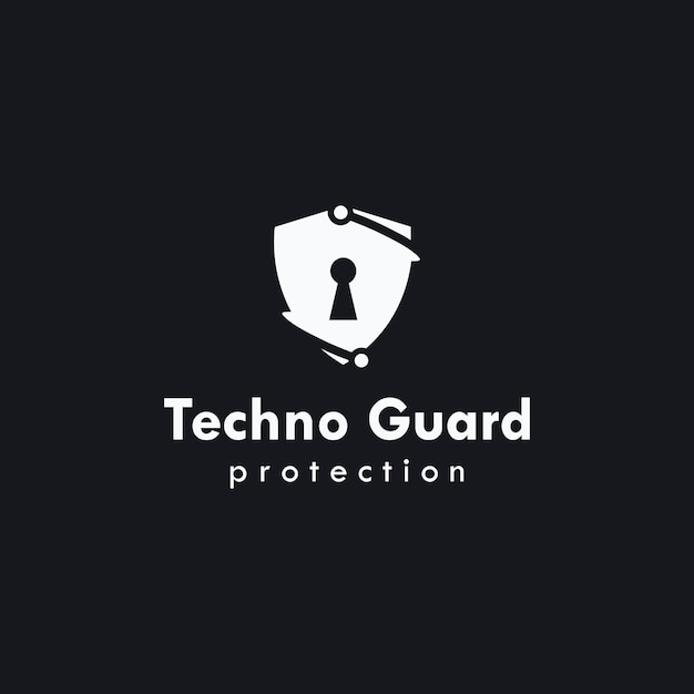 Shield security guard logo design vector symbol icon Protection shield vector with technology symbol Shield Idea logo design inspiration