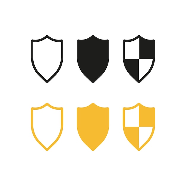 Shield set icon Security shield icons security shields logotypes Protection defense advocacy antivirus hacker Privacy concept Vector line icon for Business and Advertising