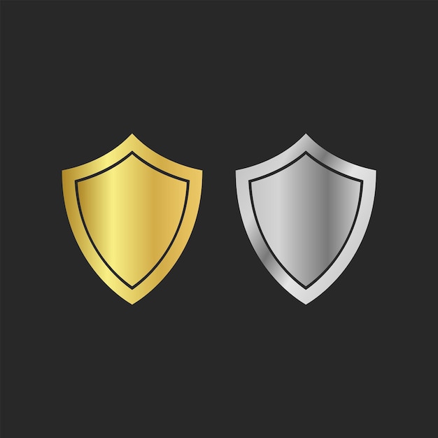 Shield silver and shield gold logo design vector template