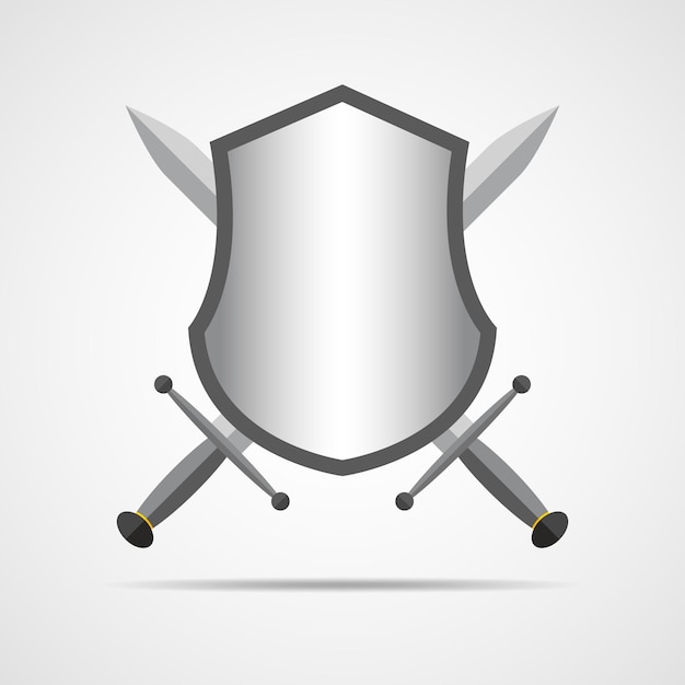 Shield and swords in flat design Vector illustration