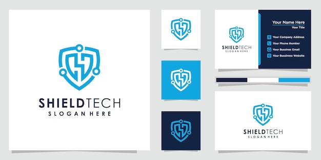 Shield technology logo design Shiled abstract logo and business card design. 