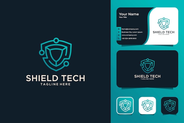 Shield technology modern logo design and business card