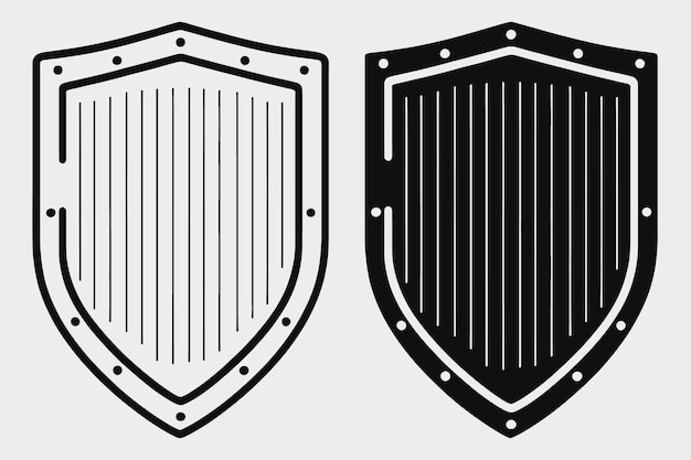 Shield vector Shield outline style line art medieval shield Royal shield heraldic shield