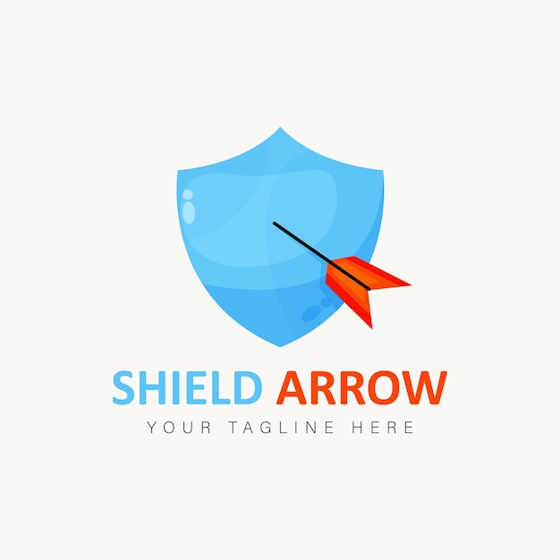 Shield with arrow logo cartoon style icon illustration