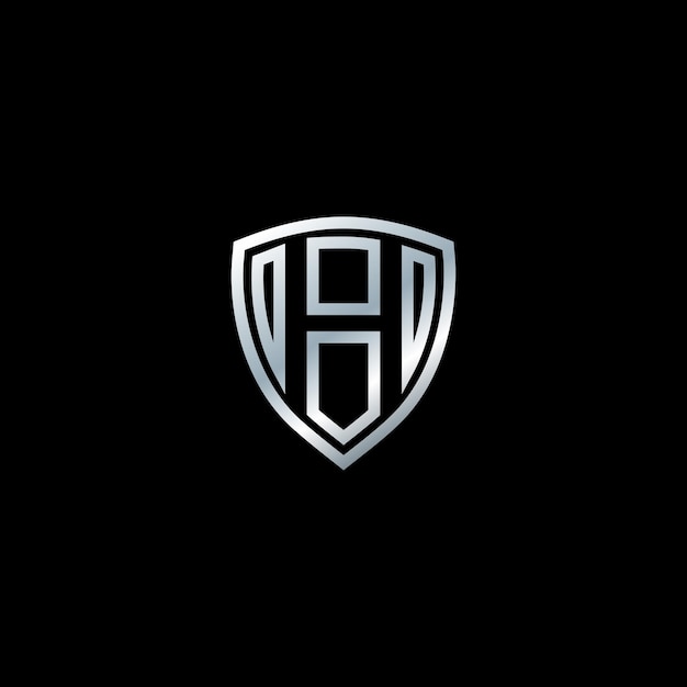 Shield with letter H vector illustration on dark background Letter shield logo design concept template