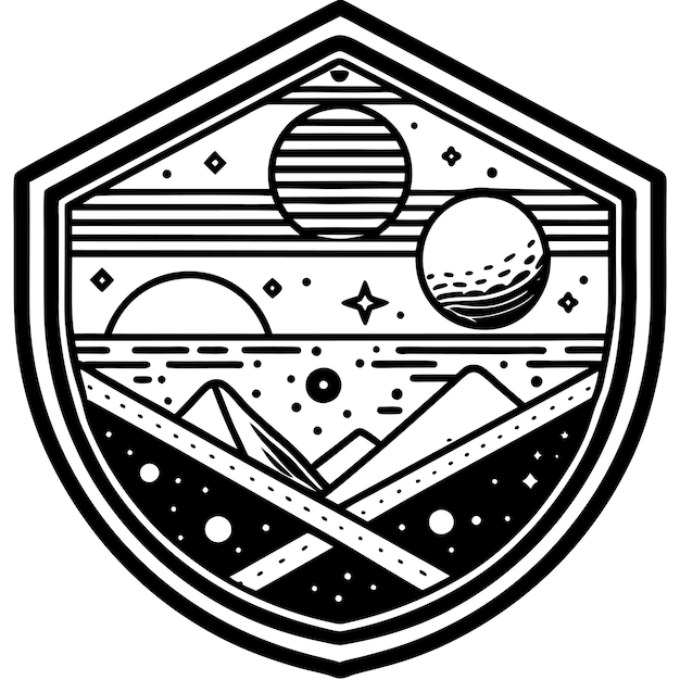 a shield with a star on it that says planets and stars