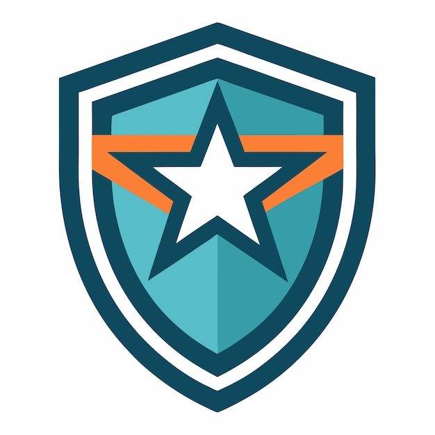 shield with star logo design vector art and illustration