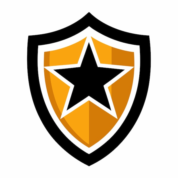 shield with star logo design vector art and illustration