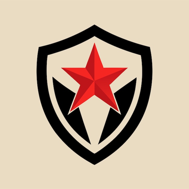 shield with star logo design vector art and illustration