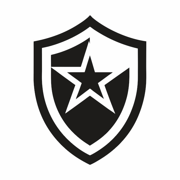 shield with star logo design vector art and illustration