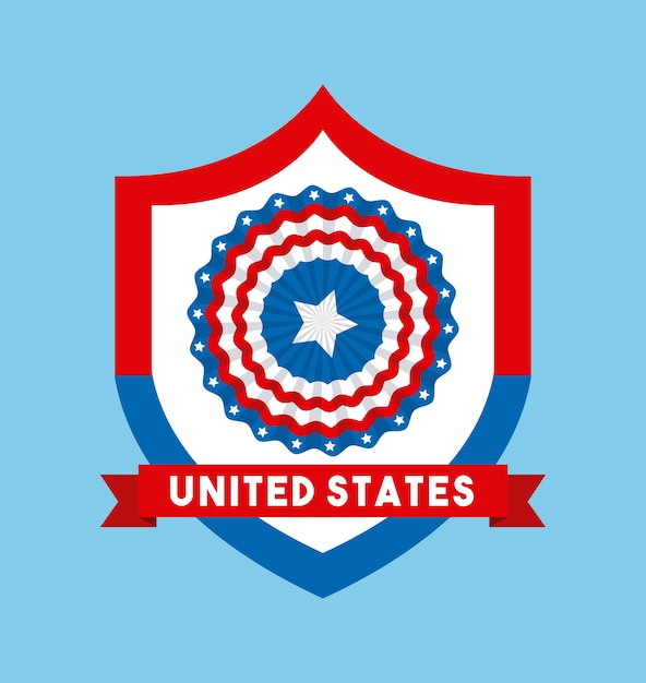 shield with usa flag colors 