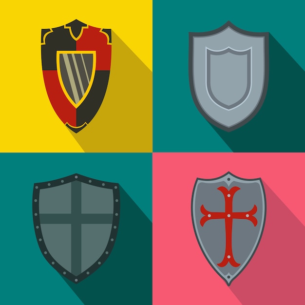 Shields banners set in flat style for any design