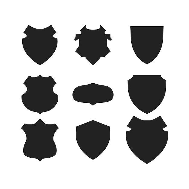 Shields icons set Set of shields on an isolated background Protection