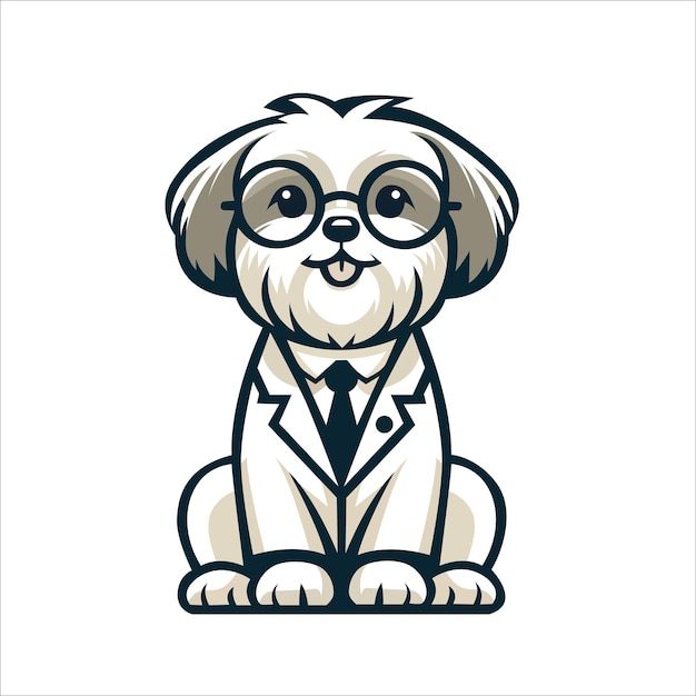 Shih Tzu Dog Doctor sitting and looking up illustration vector