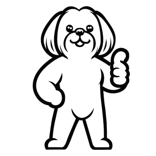 Shih Tzu Dog Happy Thumbs Up illustration vector