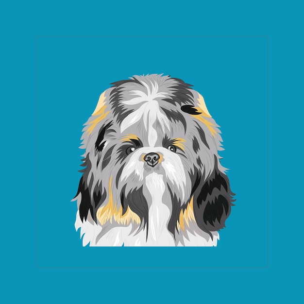 Shih Tzu Dog head illustration vector