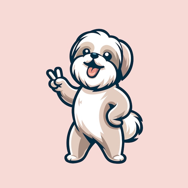 Shih Tzu Peaceful Pose Illustration Vector