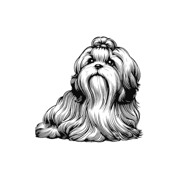 Vector shih tzu poses very cute vector silhouette dog design