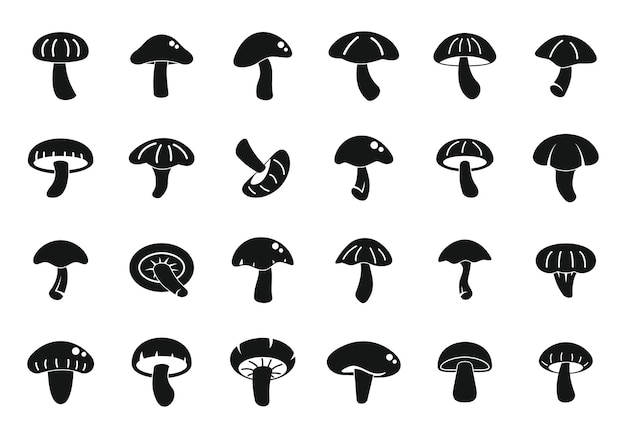 Shiitake mushroom icons set simple vector Autumn plant