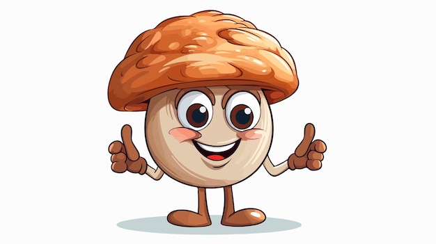 Vector shiitake mushroom with a foam hand cartoon illustration