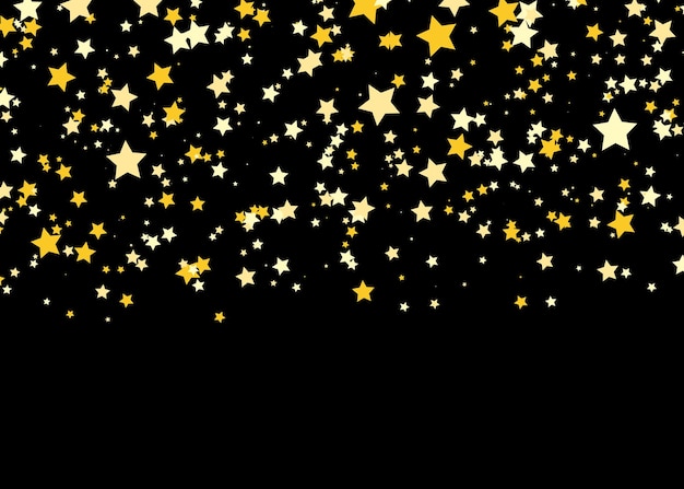 shine confetti pattern falling golden stars simple dark background.