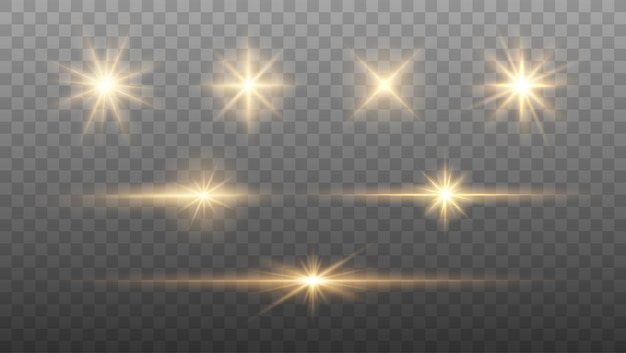 Shine glowing stars Vector Golden Sparks