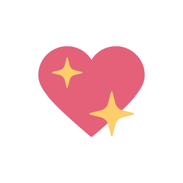 Shine heart emoji sign icon with the sparkle star isolated on white background Vector illustration