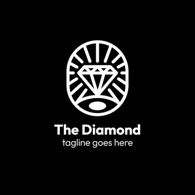 Shining Diamond Outline Geometric Logo