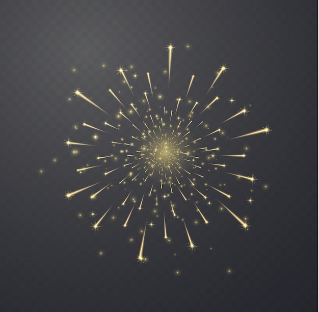 Shining fireworks salute brightly light sparks explosions realistic light effect vector