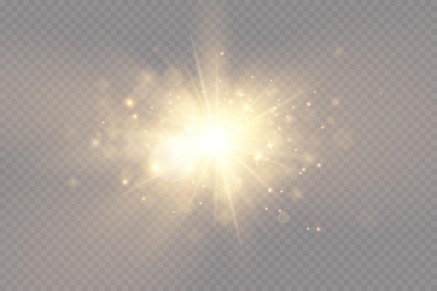 Shining golden stars isolated on black background Effects glare lines glitter explosiongolden