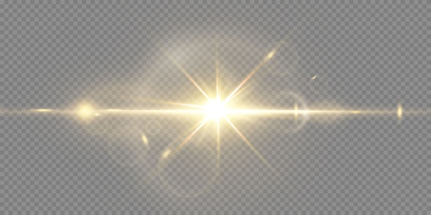 Shining golden stars isolated on black background. Effects, lens flare, shine, explosion, golden light, set. Shining stars, beautiful golden rays.  .