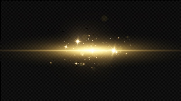 Shining golden stars isolated. Effects, glare, lines, glitter, explosion,light