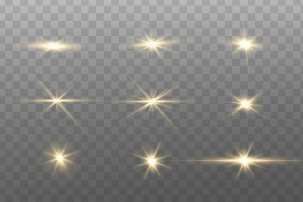 Shining golden stars isolated.