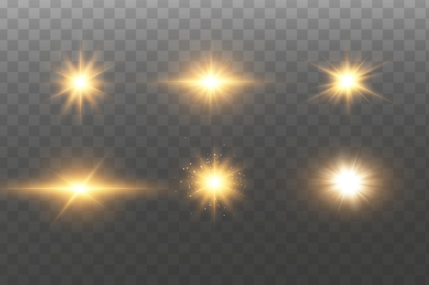 Shining golden stars isolated.