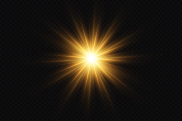 Shining golden stars Light effects glare glitter explosion golden light Vector illustration