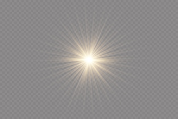 Shining golden stars Light effects glare glitter explosion golden light Vector illustration