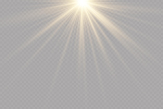 Shining golden stars. Light effects, glare, glitter, explosion, golden light. Vector illustration