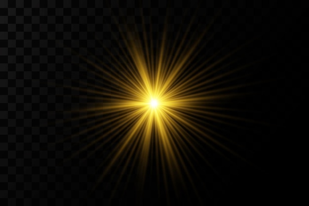 Shining golden stars. Light effects, glare, glitter, explosion, golden light. Vector illustration