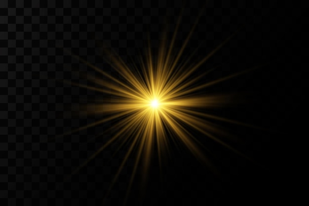 Shining golden stars. Light effects, glare, glitter, explosion, golden light. Vector illustration