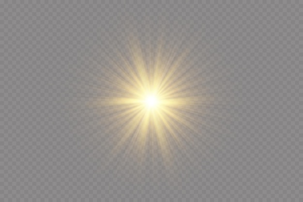 Shining golden stars. Light effects, glare, glitter, explosion, golden light. Vector illustration