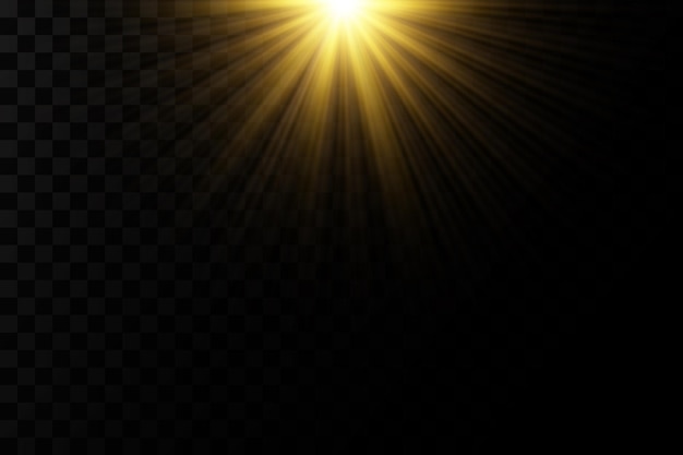 Shining golden stars. Light effects, glare, glitter, explosion, golden light. Vector illustration