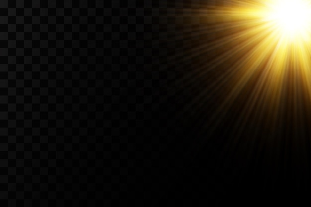 Shining golden stars. Light effects, glare, glitter, explosion, golden light. Vector illustration