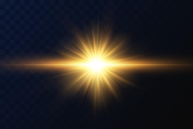 Shining golden stars. Light effects, glare, glitter, explosion, golden light. Vector illustration