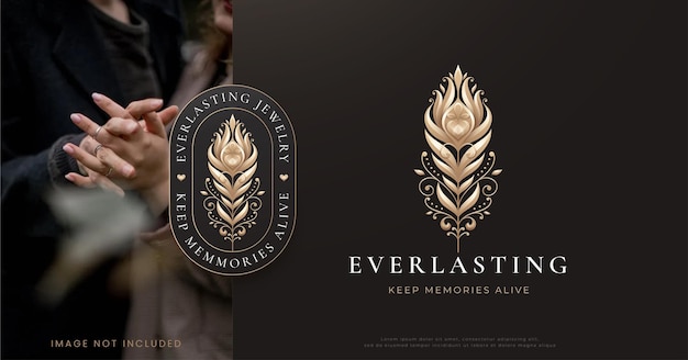 Shining luxury ornamental feather logo design