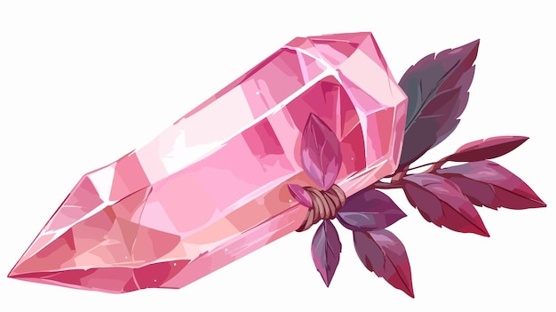 Vector shining magic crystal vector icon on rose quartz background