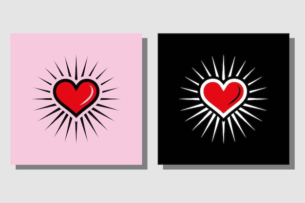 shining red heart vector for valentine greeting card logo design