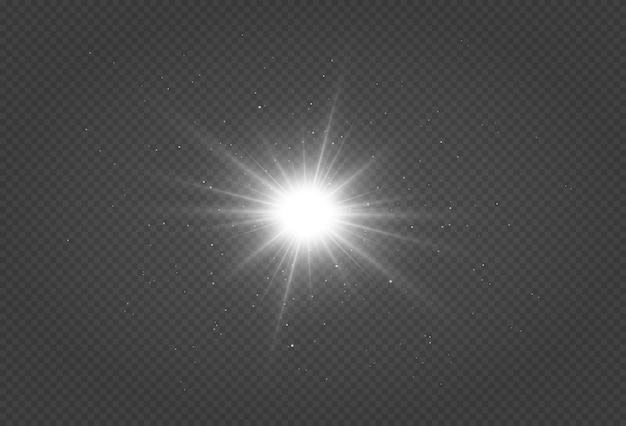 Shining silver star isolated on transparent background.