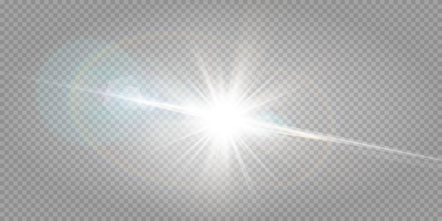 Shining stars isolated on a transparent white background. Effects, glare, radiance, explosion, white light, set. The shining of stars, beautiful sun glare.  .