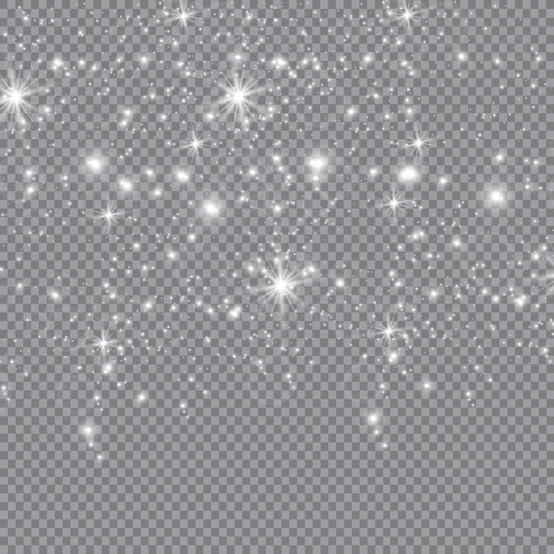 Shining stars on a transparent background, shiny and bright.