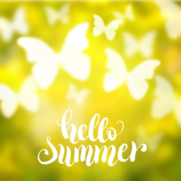 Shining summer background with butterflies